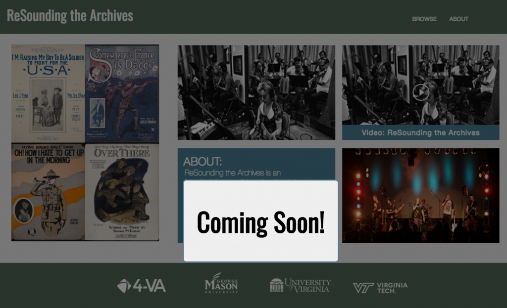 ReSounding the Archives homepage.