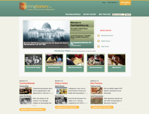 Homepage screenshot of teachinghistory.org